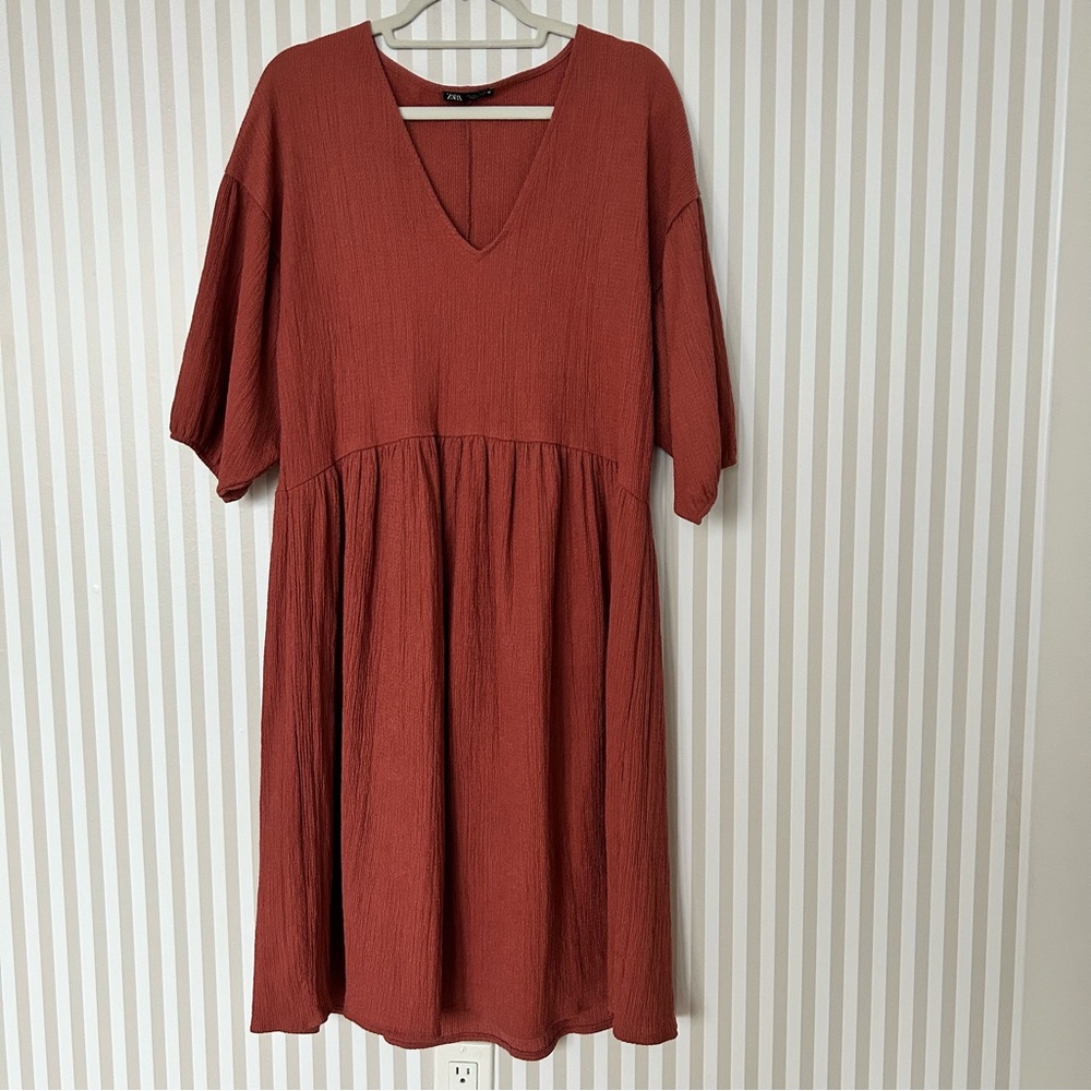 Zara Rust Orange Summer Dress - loose relaxed fit